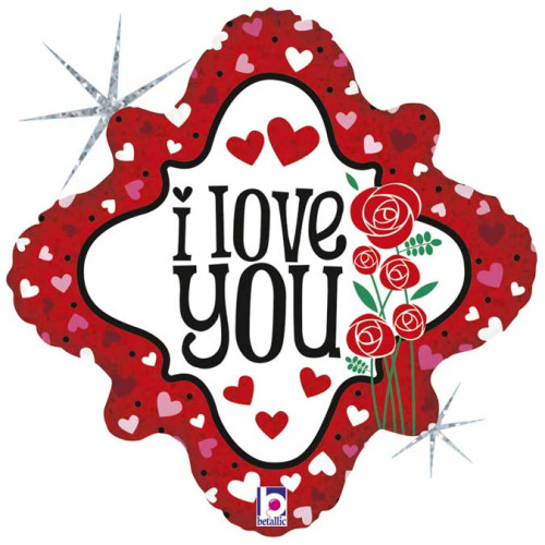 18 inch I Love You Hearts & Roses Foil balloon