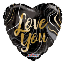 بالون حب اسود وذهبي رخامي 18 إنش