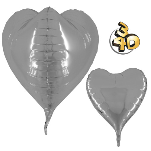 23 inch Heart Silver 3D Foil Balloons 23 inch Heart Silver 3D Foil Balloons
