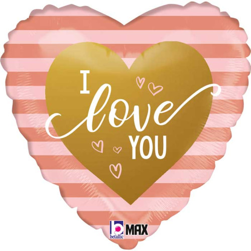 18 inch Rose Gold Stripe I Love U Foil balloon 18 inch Rose Gold Stripe I Love U Foil balloon