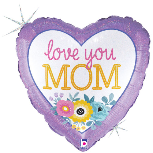 18 inch Love You Mom Flowers Foil balloon 18 inch Love You Mom Flowers Foil balloon