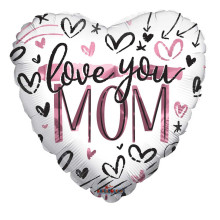 18 inch PR LOVE YOU MOM BRUSHED HEARTS 18 inch PR LOVE YOU MOM BRUSHED HEARTS