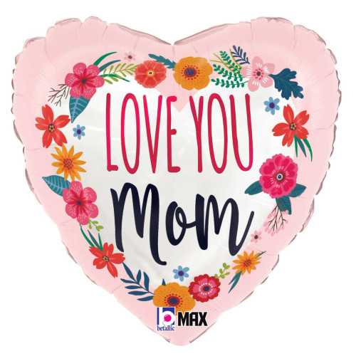 18 inch Satin Love You Mom Blossoms Foil balloon