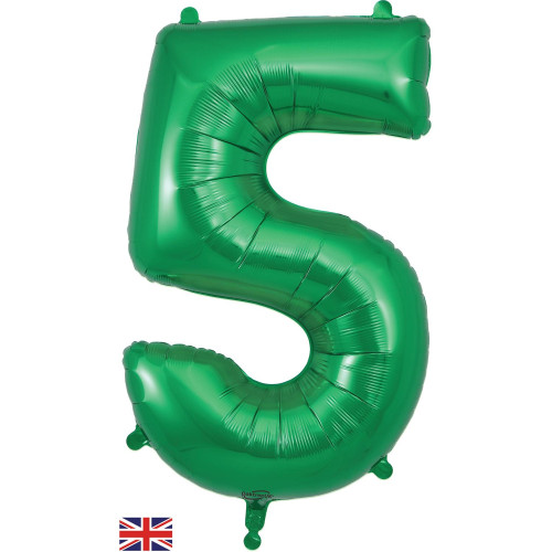 34 inch Numbers 5 Green foil balloon