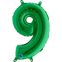 14 inch Number 9 Green Mini Foil Balloons