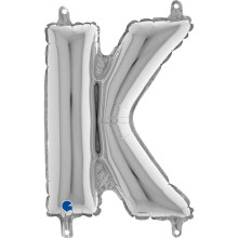 14 inch Letter K Silver Mini Foil Balloons