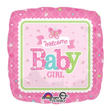 28 inch WELCOME BABY GIRL BUTTERFLY Foil balloon