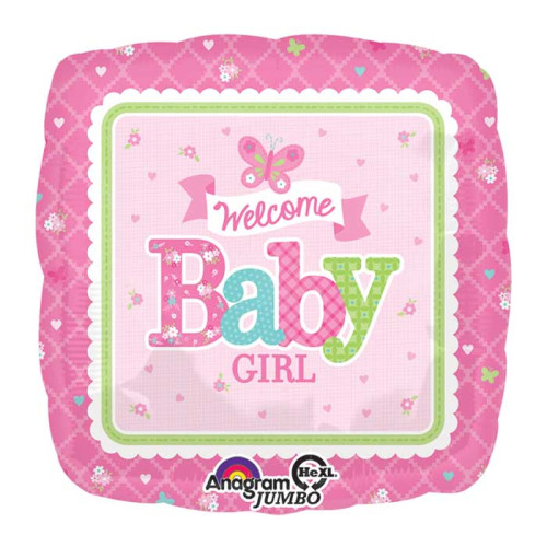 28 inch WELCOME BABY GIRL BUTTERFLY Foil balloon