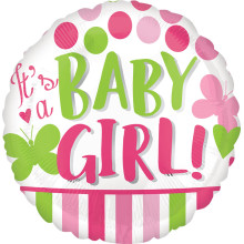 18 inch HX VLP IT'S A GIRL PINK & GREEN Foil balloon