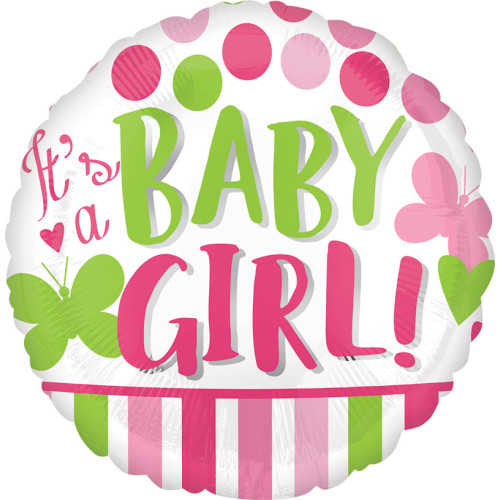 18 inch HX VLP IT'S A GIRL PINK & GREEN Foil balloon