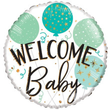 18 inch Welcome Baby Green Balloons