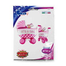 42 inch Its a Girl Buggy 3D Foil Balloons 42 inch Its a Girl Buggy 3D Foil Balloons