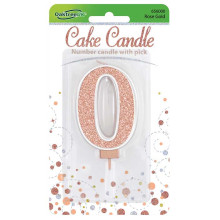 شمعة عيد ميلاد قلتر روز قولد رقم (0)