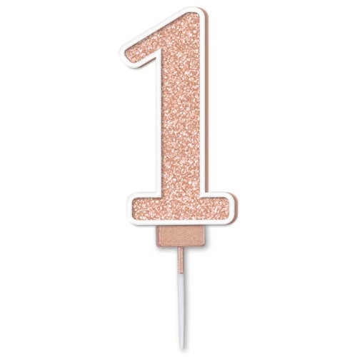 Sparkling Fizz No.1 Birthday Candle 7.5cm Rose Gold Sparkling Fizz No.1 Birthday Candle 7.5cm Rose Gold