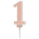 Sparkling Fizz No.1 Birthday Candle 7.5cm Rose Gold Sparkling Fizz No.1 Birthday Candle 7.5cm Rose Gold