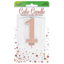 شمعة عيد ميلاد قلتر روز قولد رقم (1)