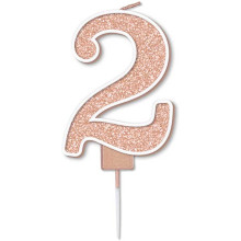 Sparkling Fizz No.2 Birthday Candle 7.5cm Rose Gold
