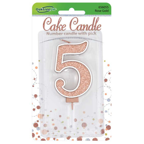 شمعة عيد ميلاد قلتر روز قولد رقم (5)