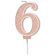 Sparkling Fizz No.6 Birthday Candle 7.5cm Rose Gold