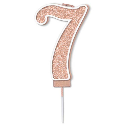 Sparkling Fizz No.7 Birthday Candle 7.5cm Rose Gold Sparkling Fizz No.7 Birthday Candle 7.5cm Rose Gold