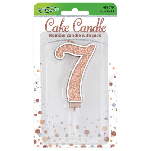 Sparkling Fizz No.7 Birthday Candle 7.5cm Rose Gold Sparkling Fizz No.7 Birthday Candle 7.5cm Rose Gold