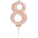 Sparkling Fizz No.8 Birthday Candle 7.5cm Rose Gold Sparkling Fizz No.8 Birthday Candle 7.5cm Rose Gold