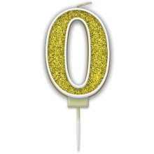 شمعة عيد ميلاد قلتر ذهبي رقم (0)