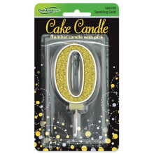 شمعة عيد ميلاد قلتر ذهبي رقم (0)