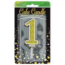 شمعة عيد ميلاد قلتر ذهبي رقم (1)