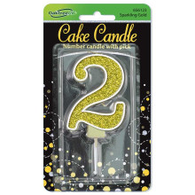 شمعة عيد ميلاد قلتر ذهبي رقم (2)