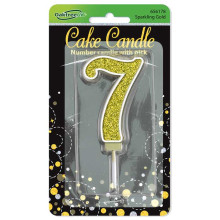 شمعة عيد ميلاد قلتر ذهبي رقم (7)