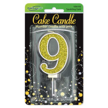 شمعة عيد ميلاد قلتر ذهبي رقم (9)