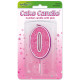 Glitter No.0 Birthday Candle 7.5cm Pink/Silver Glitter