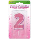 Glitter No.2 Birthday Candle 7.5cm Pink/Silver Glitter