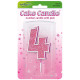 Glitter No.4 Birthday Candle 7.5cm Pink/Silver Glitter