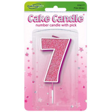 Glitter No.7 Birthday Candle 7.5cm Pink/Silver Glitter Glitter No.7 Birthday Candle 7.5cm Pink/Silver Glitter