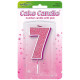 Glitter No.7 Birthday Candle 7.5cm Pink/Silver Glitter