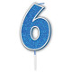 Glitter No.6 Birthday Candle 7.5cm Blue/Silver Glitter Glitter No.6 Birthday Candle 7.5cm Blue/Silver Glitter
