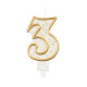 number candle "3", gold outline