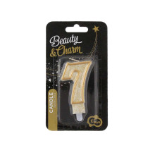 number candle "7", gold outline