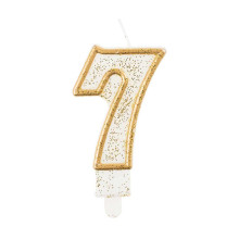 number candle "7", gold outline number candle "7", gold outline
