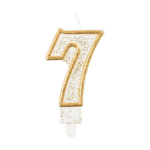 number candle "7", gold outline