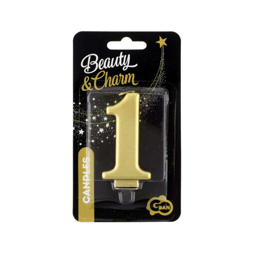 Birthday candle number 1, metallic gold, 8.0 cm Birthday candle number 1, metallic gold, 8.0 cm