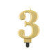 Birthday candle number 3, metallic gold, 8.0 cm Birthday candle number 3, metallic gold, 8.0 cm