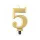 Birthday candle number 5, metallic gold, 8.0 cm