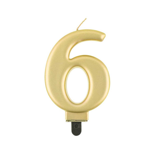 Birthday candle number 6, metallic gold, 8.0 cm Birthday candle number 6, metallic gold, 8.0 cm