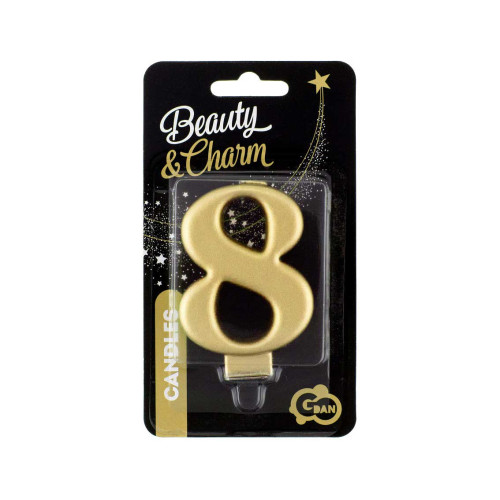 Birthday candle number 8, metallic gold, 8.0 cm Birthday candle number 8, metallic gold, 8.0 cm