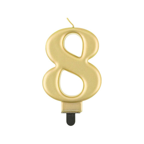 Birthday candle number 8, metallic gold, 8.0 cm Birthday candle number 8, metallic gold, 8.0 cm