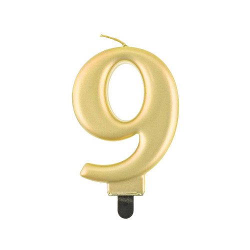 Birthday candle number 9, metallic gold, 8.0 cm Birthday candle number 9, metallic gold, 8.0 cm