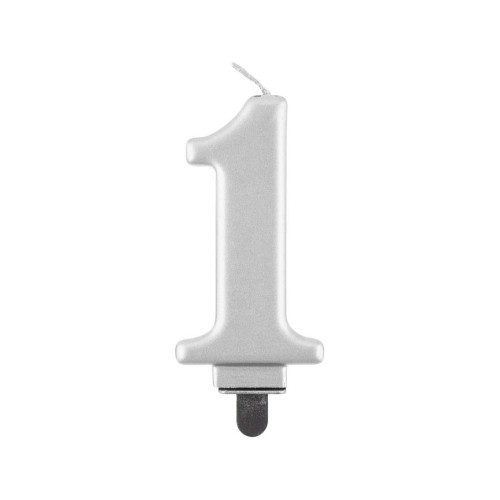 Birthday candle number 1, metallic silver, 8.0 cm Birthday candle number 1, metallic silver, 8.0 cm